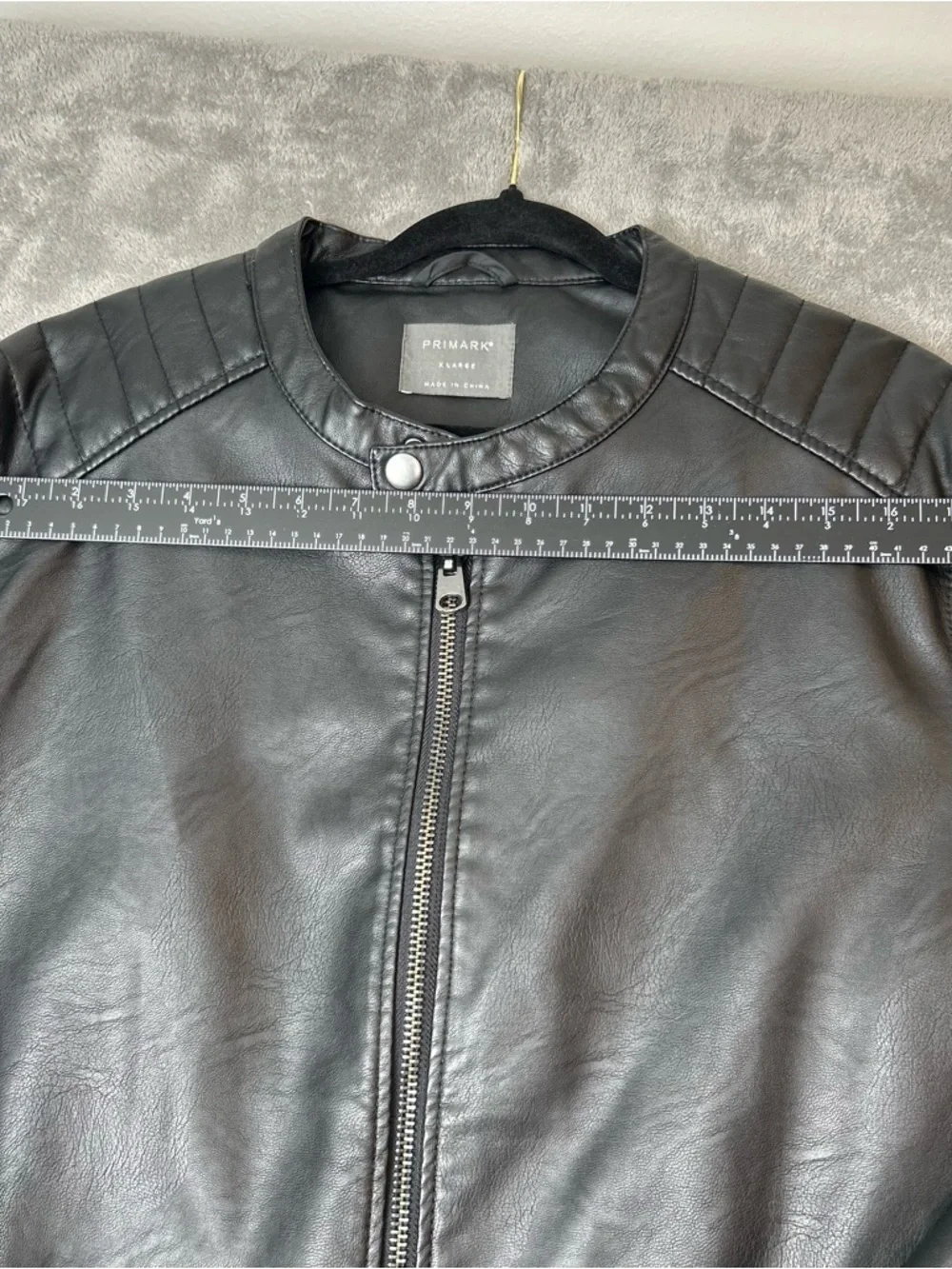Primark Men’s Jacket Black Faux Leather Moto Biker Jacket Size Extra Large XL - Picture 10 of 16